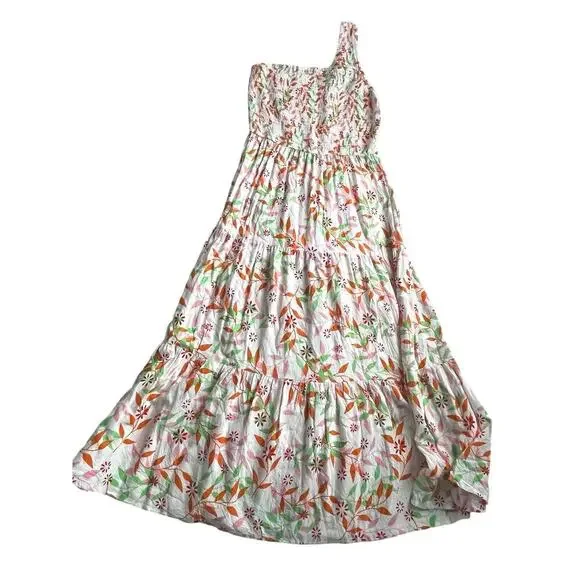 Zesica Women Dress Long summer Floral Size M high waist sleeveless one shoulder - Picture 5 of 10